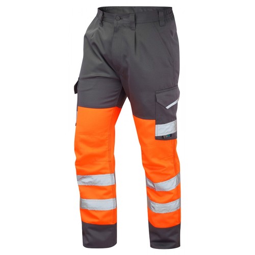 Leo Workwear Bideford Class 1 GO/RT Orange / Grey Hi Vis Work Trousers Leo Workwear Bideford Class 1 GO/RT Orange / Grey Hi Vis Work Trousers